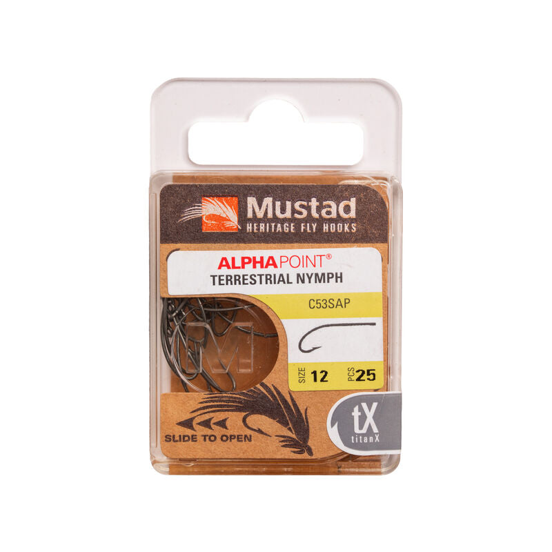 Mustad C53S Nymph/Dry Hook Long Curved 3XL – 25 Pack