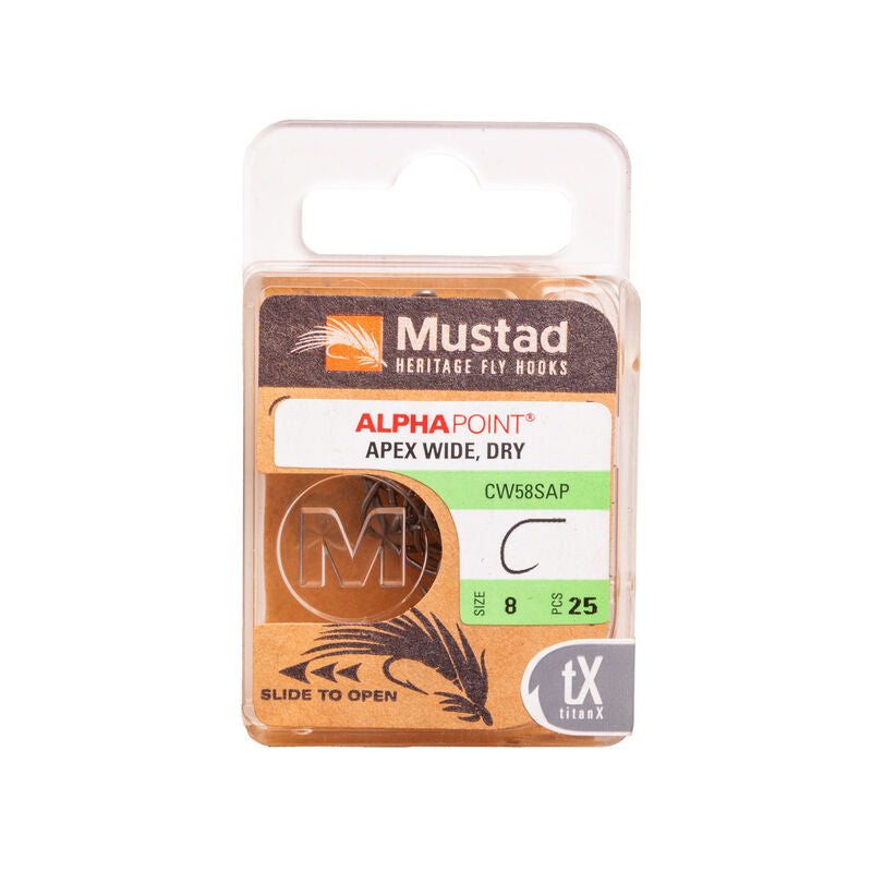 Mustad CW58SAP Curved Wide Gap Dry Fly Hook 1X Strong 2X Short – 25 pack