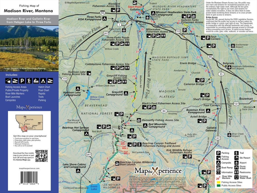 Madison River, Montana Fishing Map