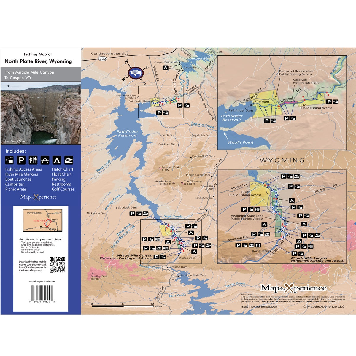 North Platte River, Wyoming Fishing Map