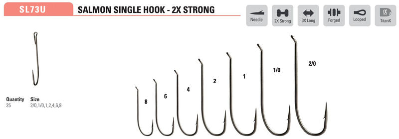 Mustad Salmon Single 36890 Hook 2x-Heavy, 3x-Long – 25 Pack