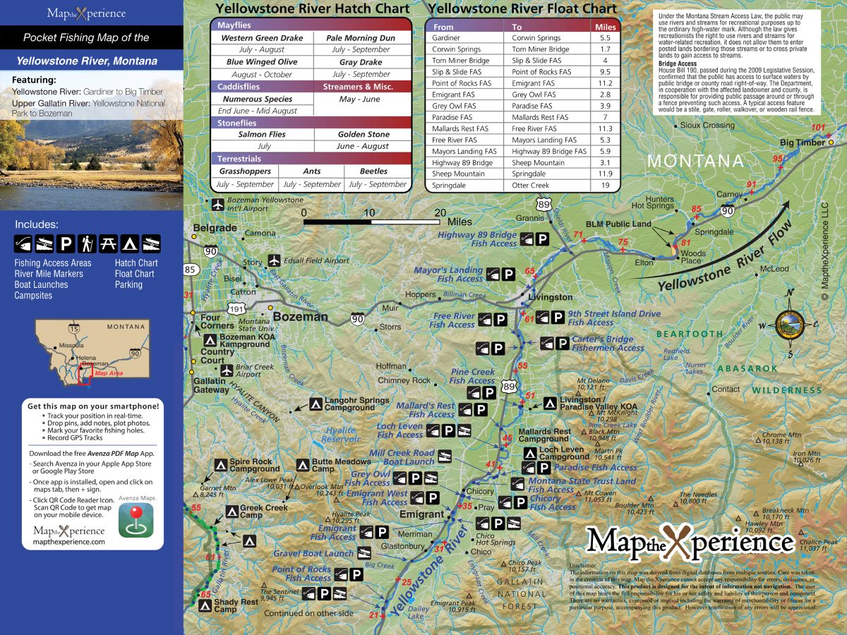 Yellowstone River, Montana Fishing Map